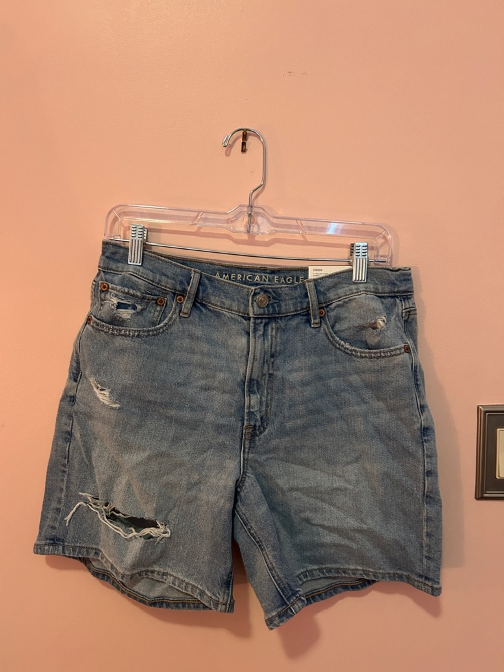 American Eagle Outfitters Light Wash Distressed Denim Shorts